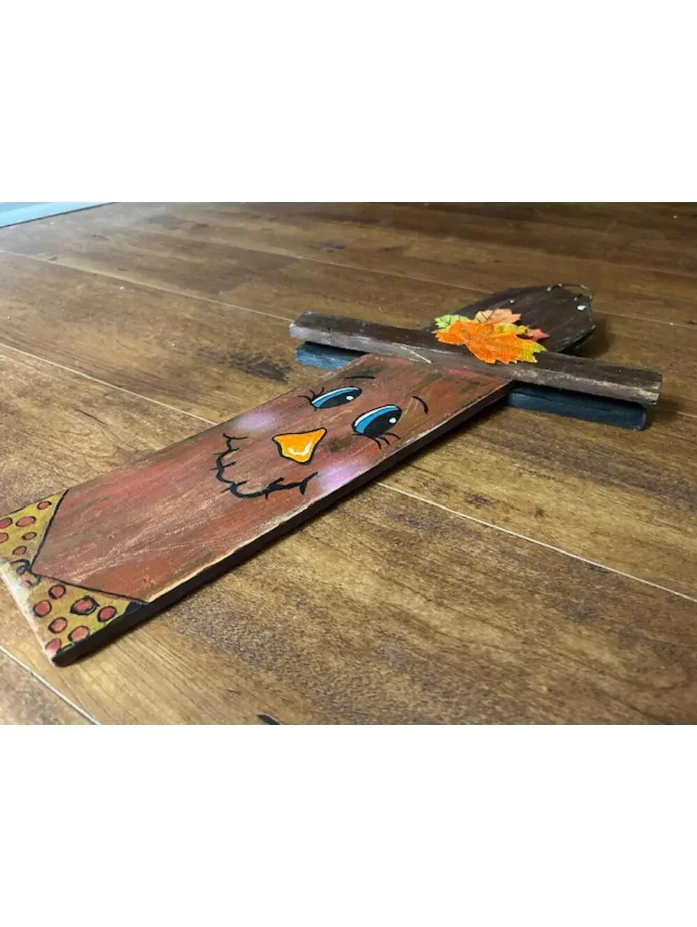 Double-Sided Wooden Scarecrow and Snowman Wall Hanging Decoration